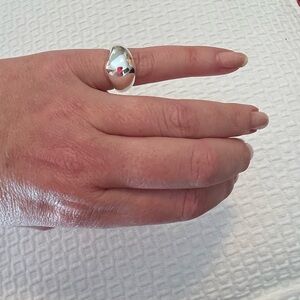 NEW J. Crew Sculptured Orb Silver Mirror Ring Size 6